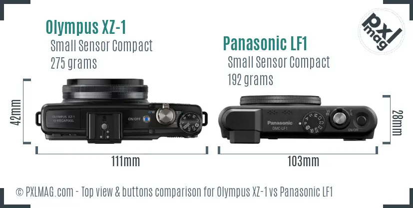 Olympus XZ-1 vs Panasonic LF1 top view buttons comparison