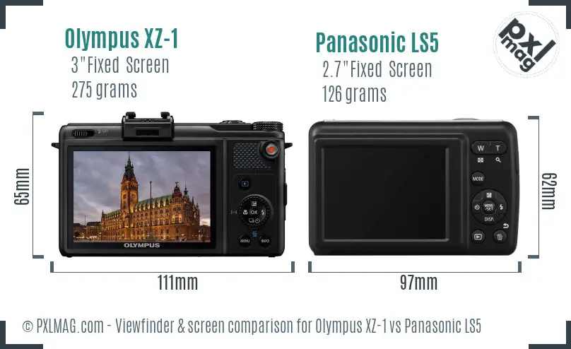 Olympus XZ-1 vs Panasonic LS5 Screen and Viewfinder comparison