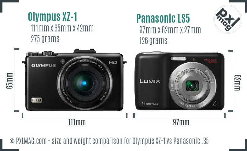 Olympus XZ-1 vs Panasonic LS5 size comparison