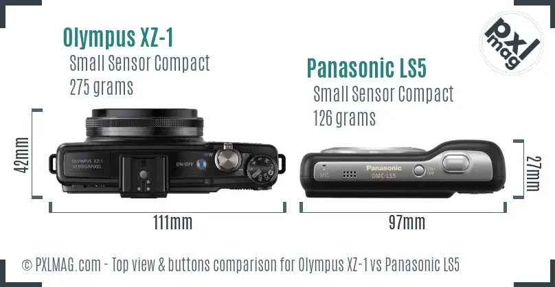 Olympus XZ-1 vs Panasonic LS5 top view buttons comparison