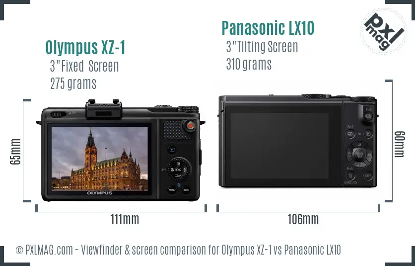 Olympus XZ-1 vs Panasonic LX10 Screen and Viewfinder comparison