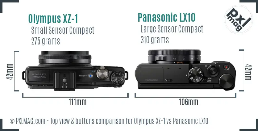 Olympus XZ-1 vs Panasonic LX10 top view buttons comparison