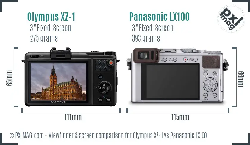 Olympus XZ-1 vs Panasonic LX100 Screen and Viewfinder comparison Olympus XZ-1 vs Panasonic LX100 Screen and Viewfinder comparison