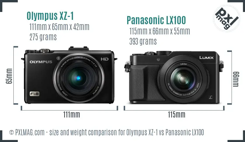 Olympus XZ-1 vs Panasonic LX100 size comparison Olympus XZ-1 vs Panasonic LX100 size comparison