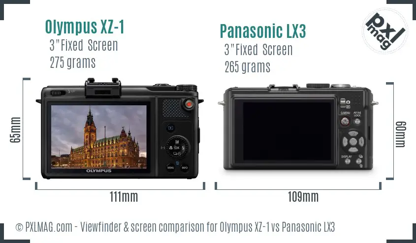 Olympus XZ-1 vs Panasonic LX3 Screen and Viewfinder comparison