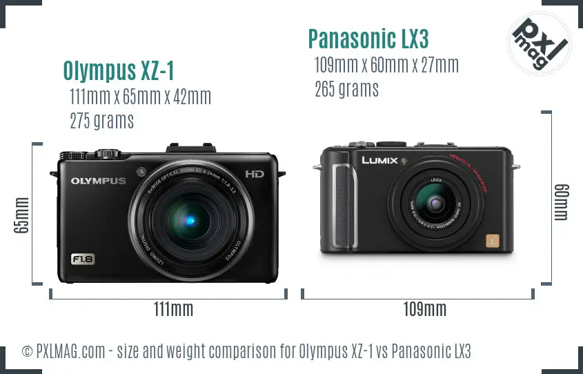 Olympus XZ-1 vs Panasonic LX3 size comparison