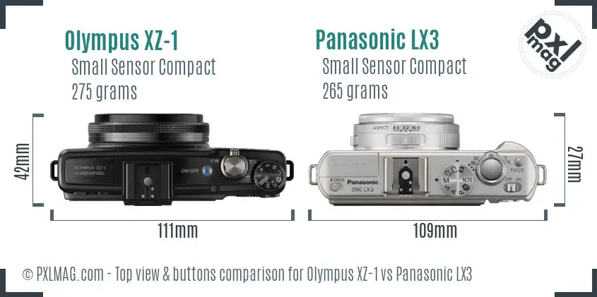 Olympus XZ-1 vs Panasonic LX3 top view buttons comparison