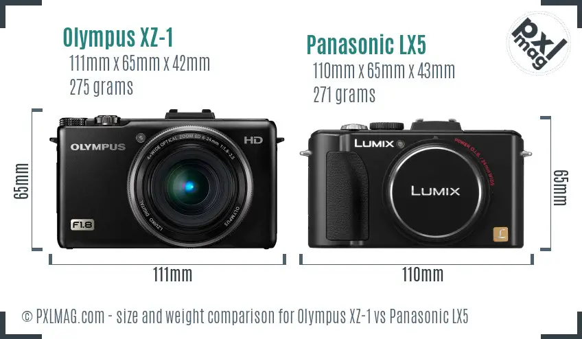 Olympus XZ-1 vs Panasonic LX5 size comparison