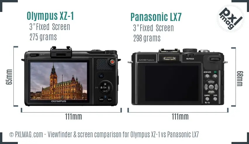Olympus XZ-1 vs Panasonic LX7 Screen and Viewfinder comparison