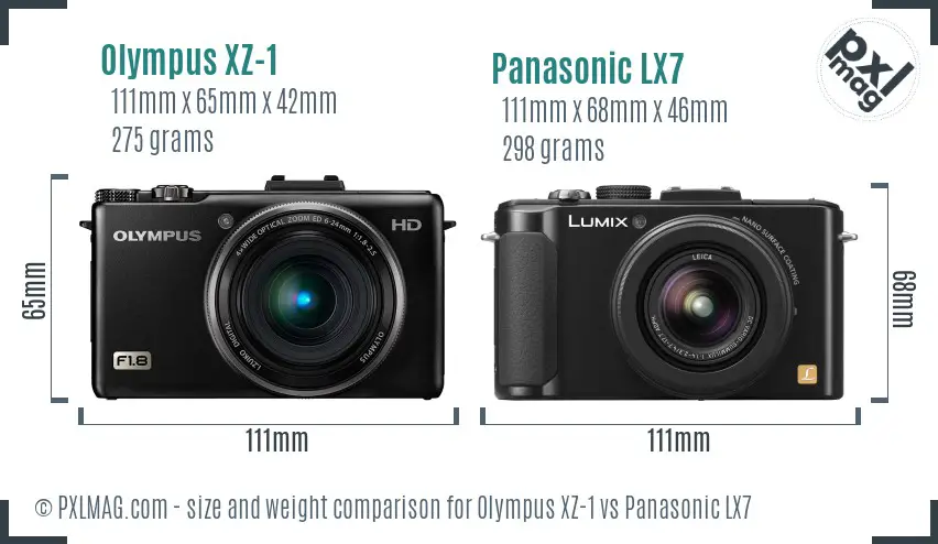 Olympus XZ-1 vs Panasonic LX7 size comparison