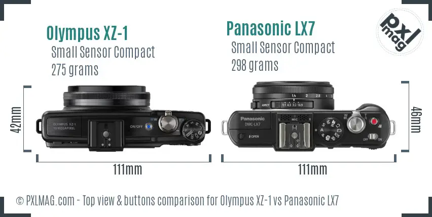 Olympus XZ-1 vs Panasonic LX7 top view buttons comparison