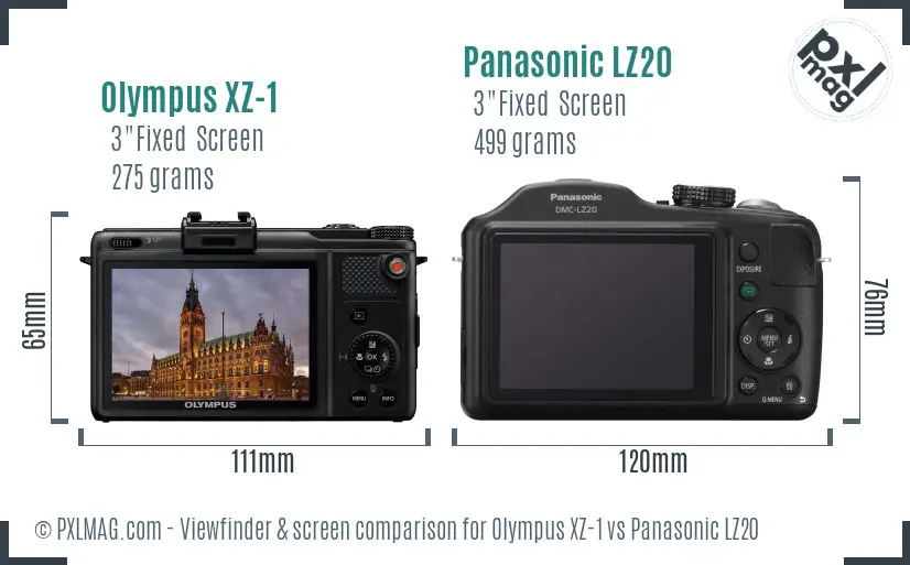 Olympus XZ-1 vs Panasonic LZ20 Screen and Viewfinder comparison