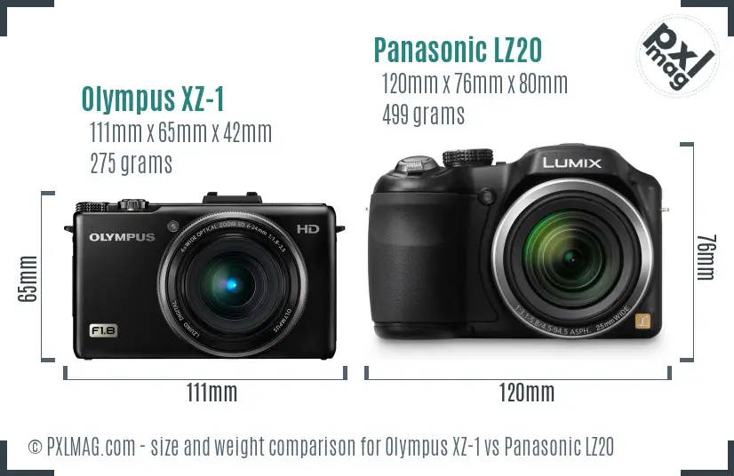 Olympus XZ-1 vs Panasonic LZ20 size comparison Olympus XZ-1 vs Panasonic LZ20 size comparison