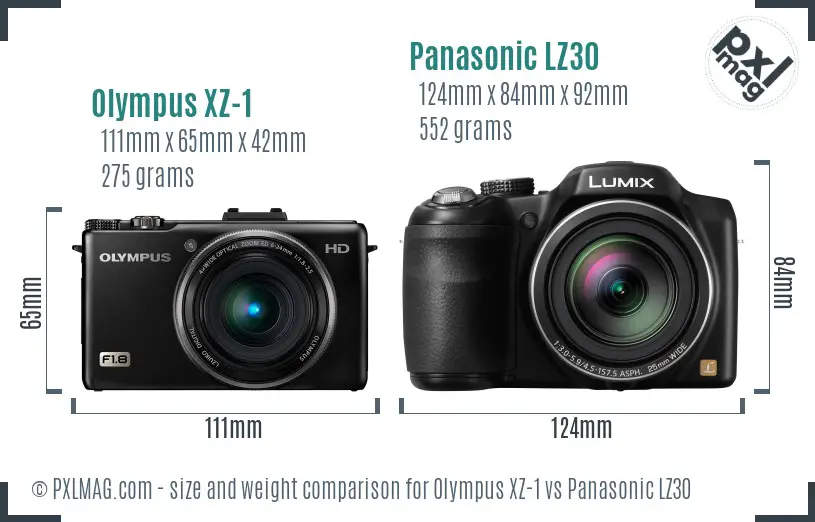 Olympus XZ-1 vs Panasonic LZ30 size comparison