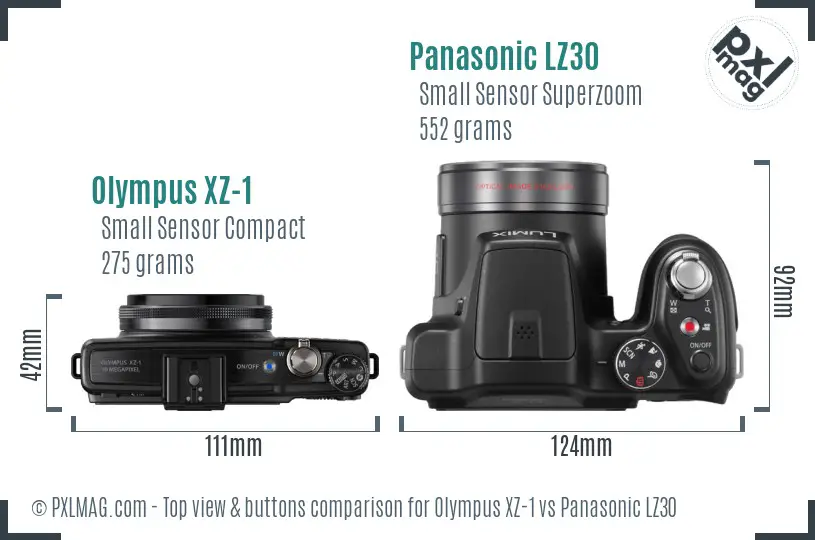 Olympus XZ-1 vs Panasonic LZ30 top view buttons comparison