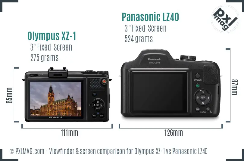 Olympus XZ-1 vs Panasonic LZ40 Screen and Viewfinder comparison