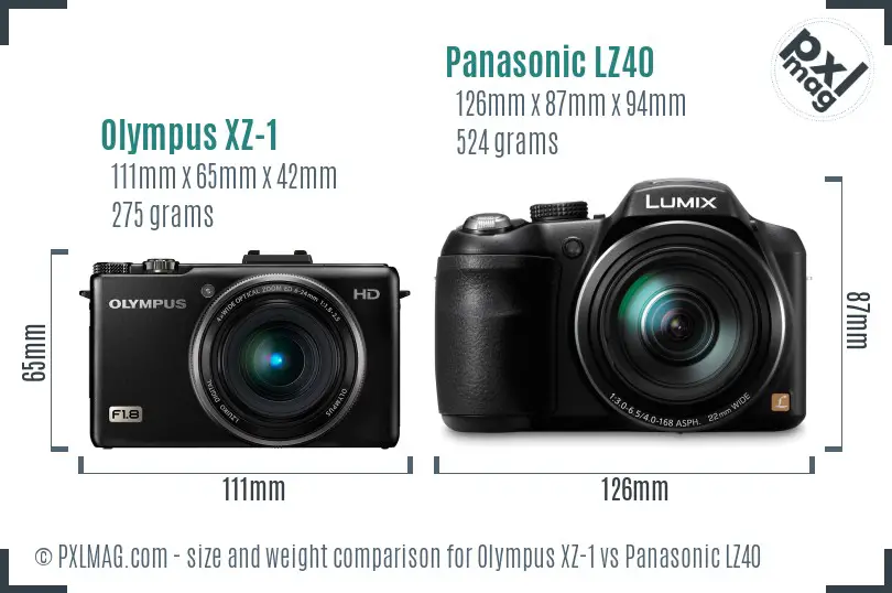 Olympus XZ-1 vs Panasonic LZ40 size comparison