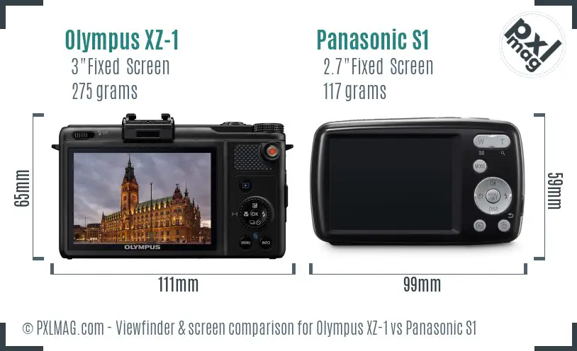 Olympus XZ-1 vs Panasonic S1 Screen and Viewfinder comparison