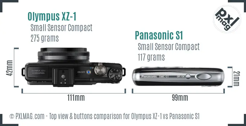Olympus XZ-1 vs Panasonic S1 top view buttons comparison