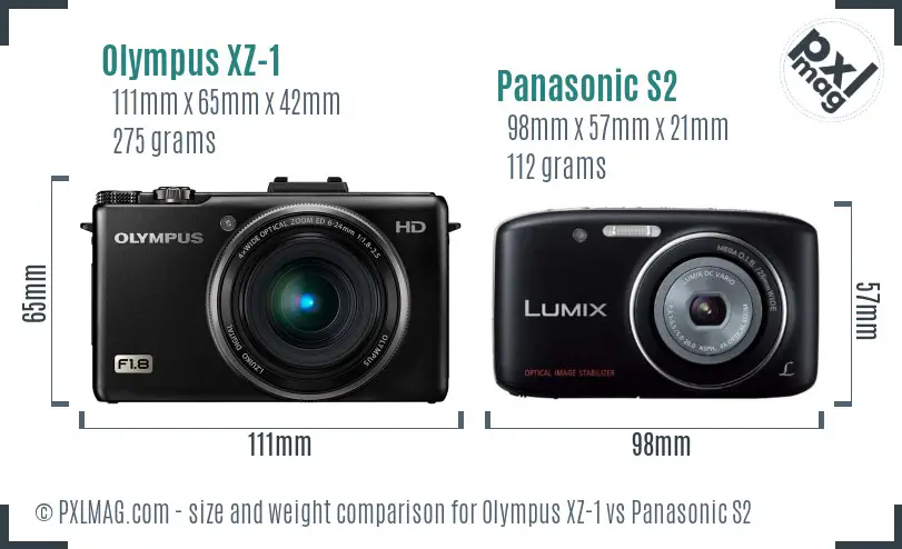 Olympus XZ-1 vs Panasonic S2 size comparison Olympus XZ-1 vs Panasonic S2 size comparison