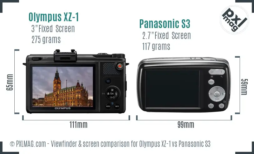 Olympus XZ-1 vs Panasonic S3 Screen and Viewfinder comparison