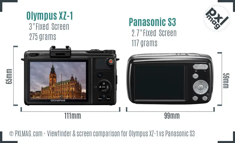 Olympus XZ-1 vs Panasonic S3 Screen and Viewfinder comparison Olympus XZ-1 vs Panasonic S3 Screen and Viewfinder comparison