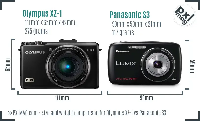 Olympus XZ-1 vs Panasonic S3 size comparison