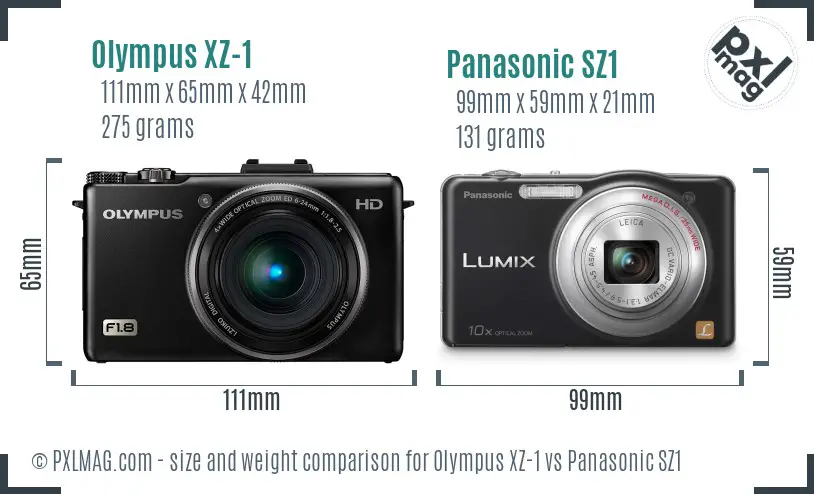 Olympus XZ-1 vs Panasonic SZ1 size comparison