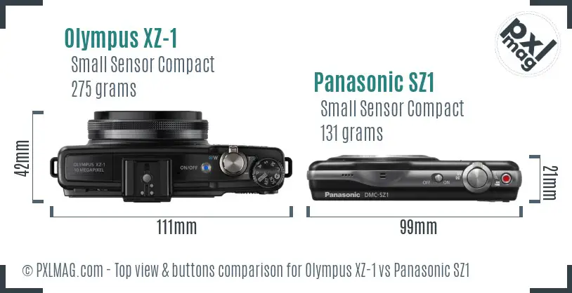 Olympus XZ-1 vs Panasonic SZ1 top view buttons comparison