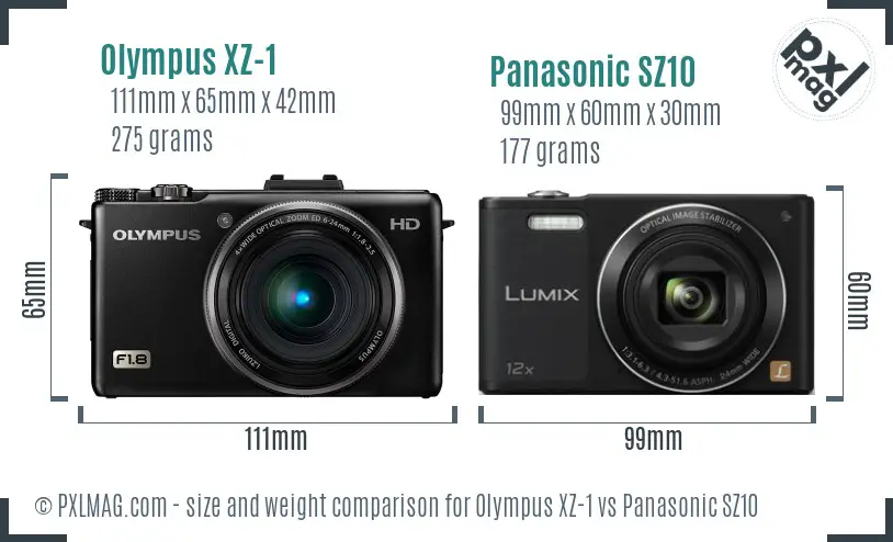 Olympus XZ-1 vs Panasonic SZ10 size comparison Olympus XZ-1 vs Panasonic SZ10 size comparison