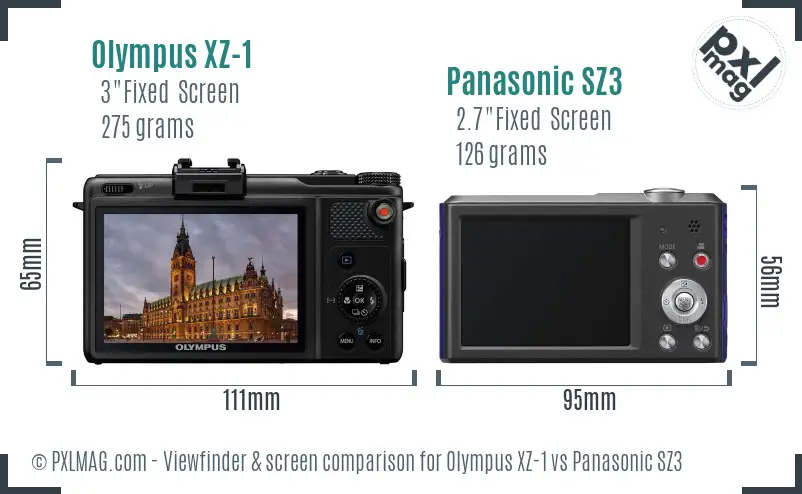 Olympus XZ-1 vs Panasonic SZ3 Screen and Viewfinder comparison