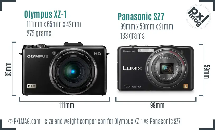 Olympus XZ-1 vs Panasonic SZ7 size comparison