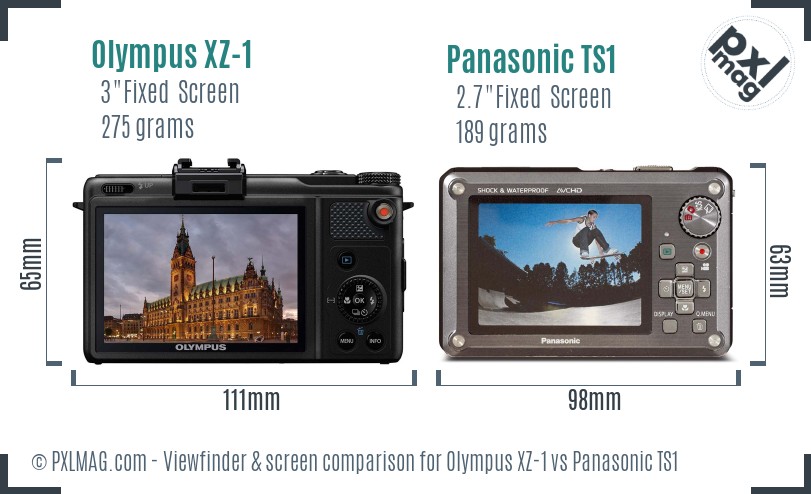 Olympus XZ-1 vs Panasonic TS1 Screen and Viewfinder comparison