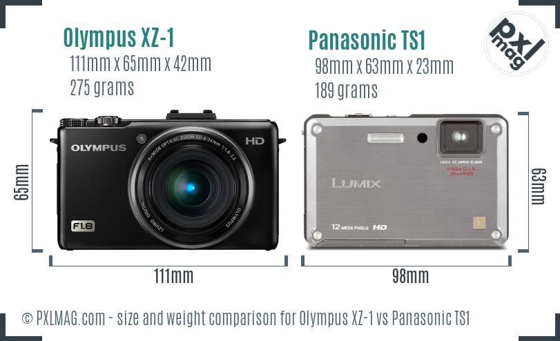 Olympus XZ-1 vs Panasonic TS1 size comparison