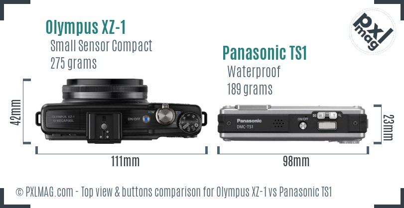 Olympus XZ-1 vs Panasonic TS1 top view buttons comparison