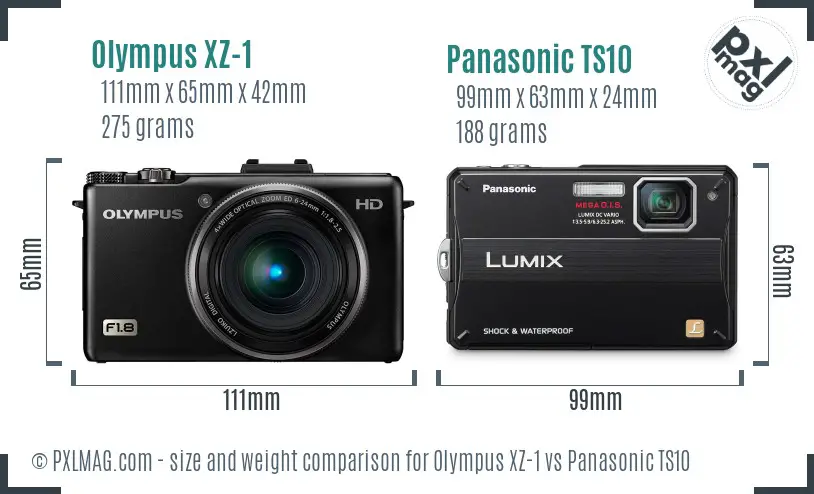 Olympus XZ-1 vs Panasonic TS10 size comparison