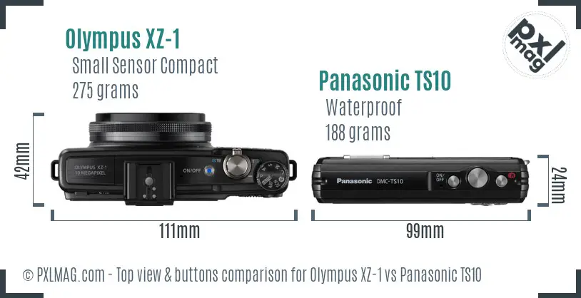 Olympus XZ-1 vs Panasonic TS10 top view buttons comparison