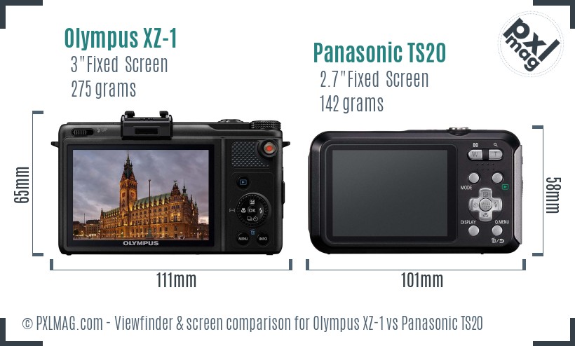 Olympus XZ-1 vs Panasonic TS20 Screen and Viewfinder comparison