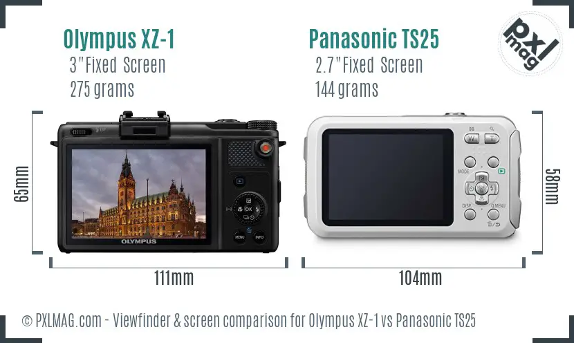 Olympus XZ-1 vs Panasonic TS25 Screen and Viewfinder comparison