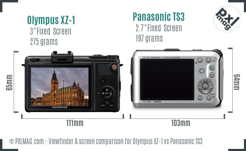 Olympus XZ-1 vs Panasonic TS3 Screen and Viewfinder comparison