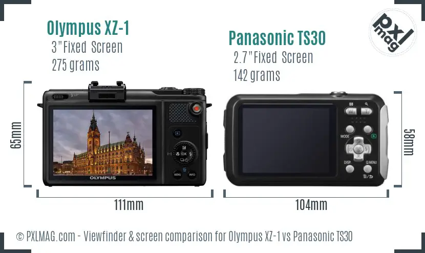 Olympus XZ-1 vs Panasonic TS30 Screen and Viewfinder comparison