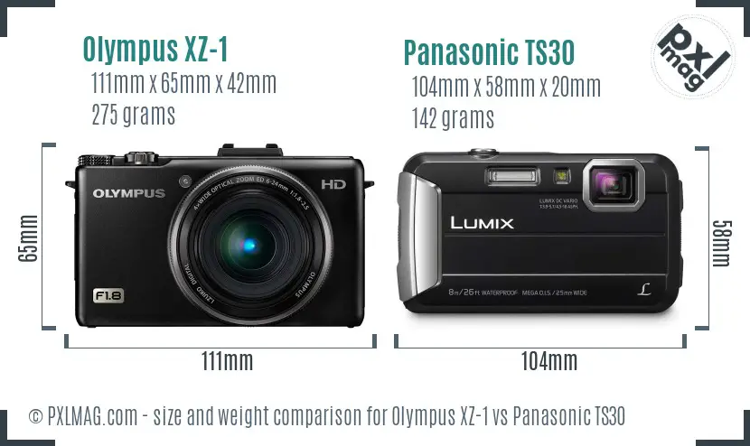 Olympus XZ-1 vs Panasonic TS30 size comparison