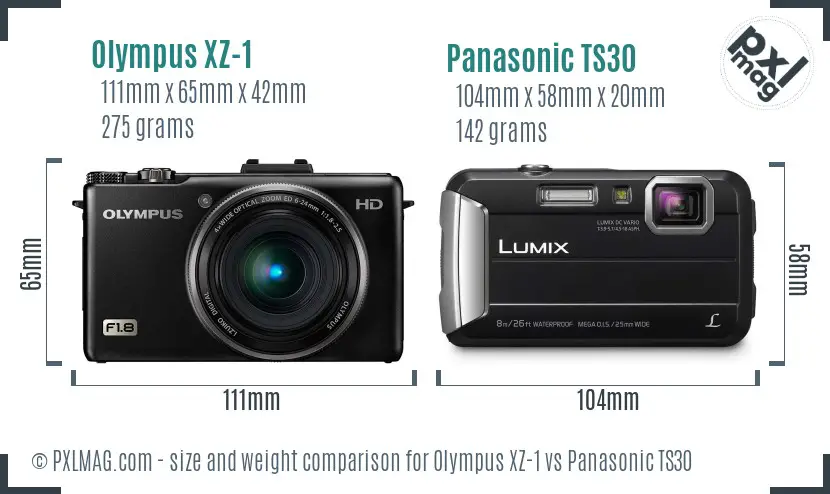 Olympus XZ-1 vs Panasonic TS30 size comparison Olympus XZ-1 vs Panasonic TS30 size comparison