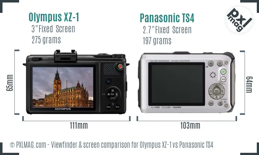 Olympus XZ-1 vs Panasonic TS4 Screen and Viewfinder comparison