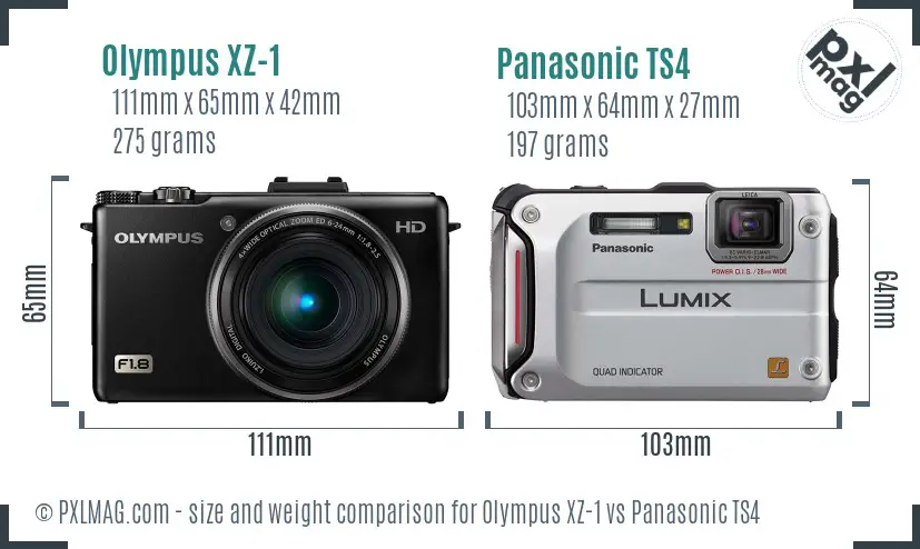 Olympus XZ-1 vs Panasonic TS4 size comparison