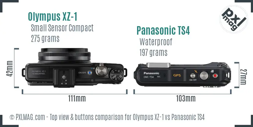 Olympus XZ-1 vs Panasonic TS4 top view buttons comparison