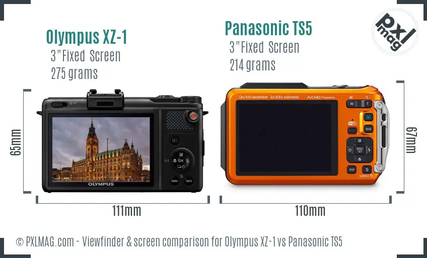 Olympus XZ-1 vs Panasonic TS5 Screen and Viewfinder comparison