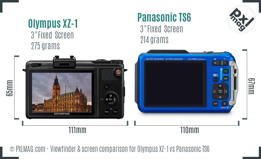 Olympus XZ-1 vs Panasonic TS6 Screen and Viewfinder comparison