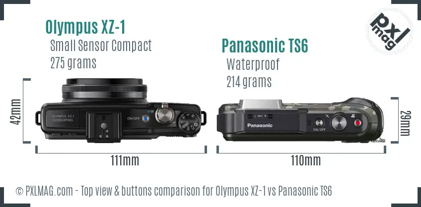 Olympus XZ-1 vs Panasonic TS6 top view buttons comparison