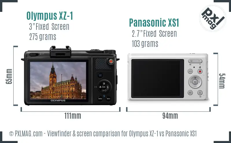 Olympus XZ-1 vs Panasonic XS1 Screen and Viewfinder comparison